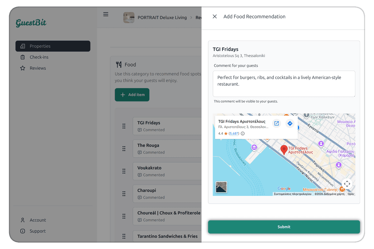 Host dashboard mockup